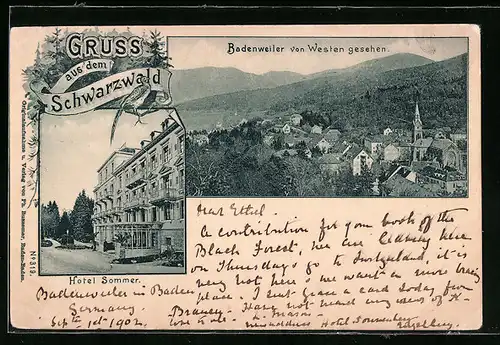 AK Badenweiler, Hotel Sommer, Gesamtansicht