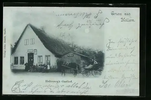 Mondschein-AK Hollern, Heitmann`s Gasthof
