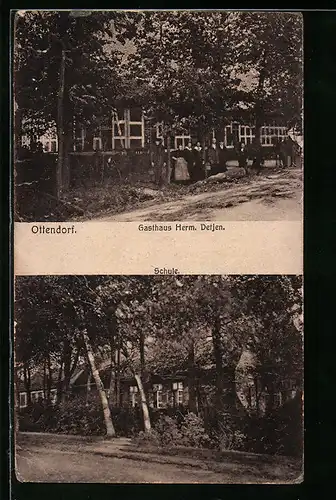 AK Ottendorf, Gasthaus Herm. Detjen, Schule