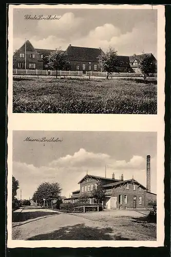 AK Lindholm, Strassenpartie bei der Meierei, Schule