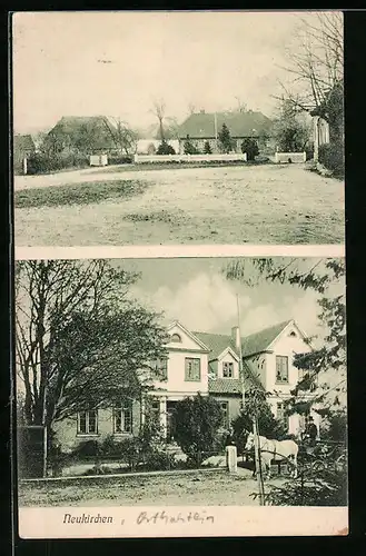 AK Neukirchen, Kutsche vor einem Haus, Platz mit Gebäuden