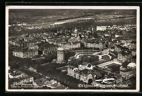 AK Mannheim, Fliegeraufnahme des Friedrichplatzes