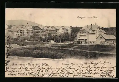 AK Braunlage i. Harz, Villen-Viertel mit Berghotel