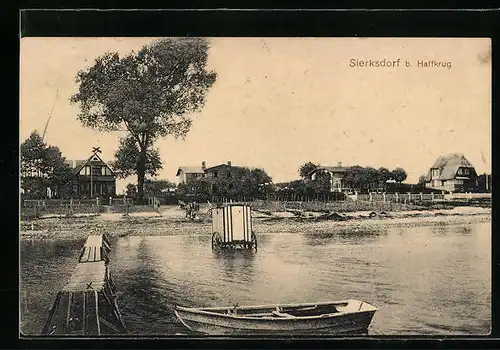 AK Sierksdorf b. Haffkrug, Uferpartie mit Boot