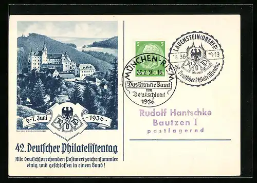 AK Lauenstein, 42. Deutscher Philatelistentag 1936