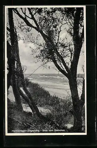 AK Henkenhagen, Ziegenberg, Blick vom Steinchen aufs Wasser