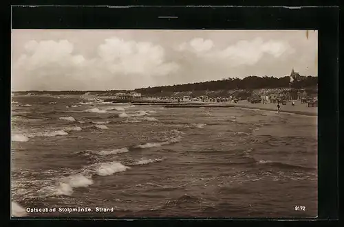 AK Stolpmünde, Blick übers Wasser auf den Strand