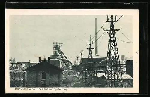 AK Gleiwitz, Blick auf eine Hochspannungsleitung, Reihe Die Grube