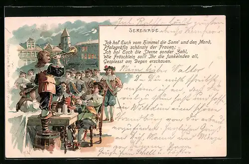 Lithographie Behüt Dich Gott!, Trompeter von Säckingen