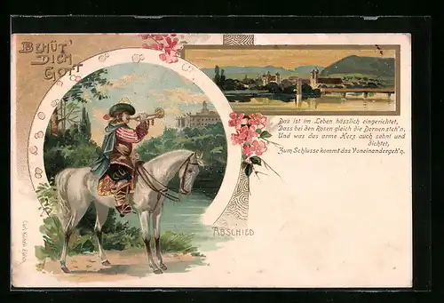 Lithographie Behüt Dich Gott!, Trompeter zu Säckingen auf Schimmel