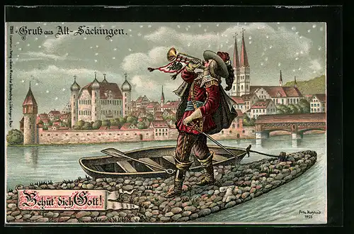 Künstler-AK Alt-Säckingen, Behüt Dich Gott!, Trompeter von Säckingen