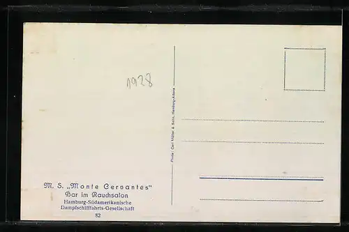 AK Passagierschiff MS Monte Cervantes, Innenansicht der Bar im Rauchsalon