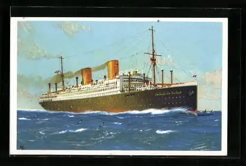 Künstler-AK Doppelschraubendampfer General von Steuben des Nordd. Lloyds in voller Fahrt
