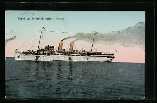 AK Turbinen-Schnelldampfer Kaiser in glänzender See