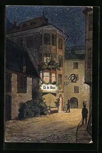 Künstler-AK Bolzano, Ca dei Bezzi, Gasthaus
