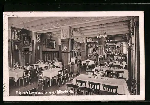 AK Leipzig, Innenansicht des Münchner Löwenbräu
