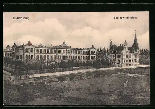 AK Ludwigsburg, Blick auf das Bezirks-Krankenhaus