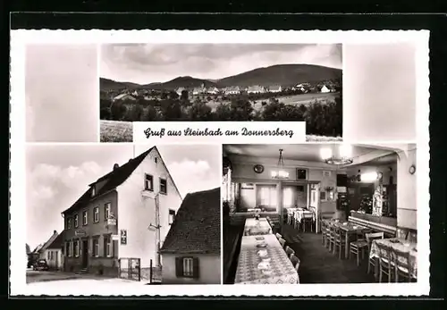 AK Steinbach am Donnersberg, Gasthaus-Pension z. Donnersberg und Ortsansicht