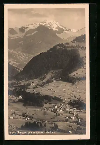 AK Gstaad, Ortsansicht mit Umgebung und Wildhorn