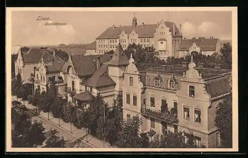 AK Lissa, Roonstrasse aus der Vogelschau