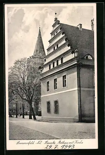 AK Sommerfeld /N. L., Rathaus mit Kirche