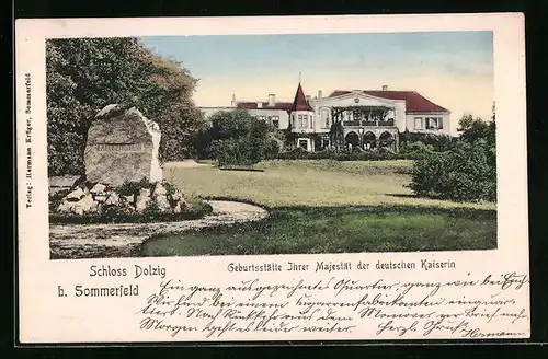 Lithographie Sommerfeld, Schloss Dolzig, Geburtsstätte der deutschen Kaiserin