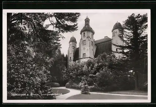 AK Säckingen /Rh., Trompeter-Schloss mit Anlagen