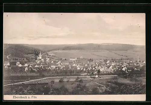 AK Ebersbach a. Fils, Gesamtansicht aus der Vogelschau