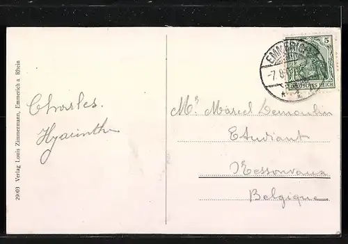 AK Emmerich /Rh., Ortspartie mit Kirche am Wassser