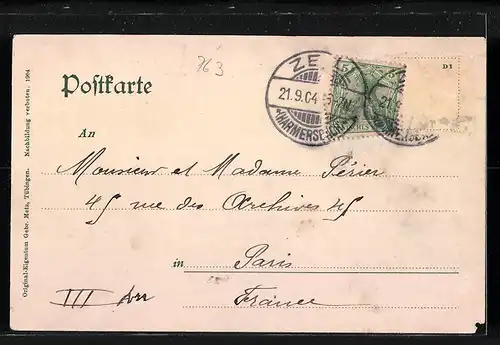 AK Lahr i. B., Ortsansicht mit Bergblick