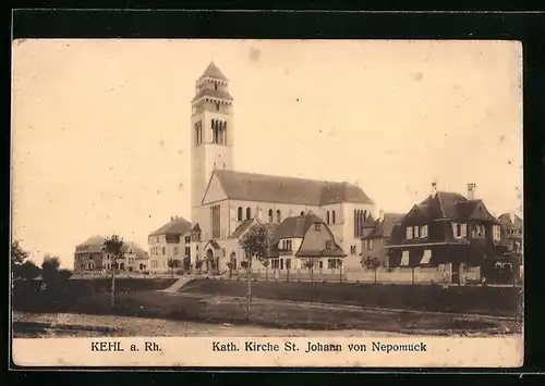 AK Kehl a. Rh., Katholische Kirche St. Johann von Nepomuck
