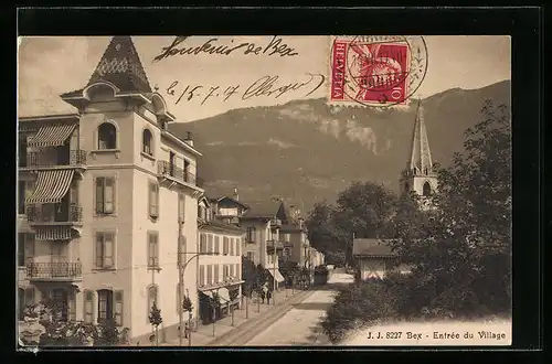 AK Bex, Ortseingang mit Kirche