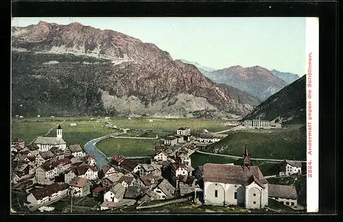 AK Andermatt, Ortsansicht gegen die Schöllenen