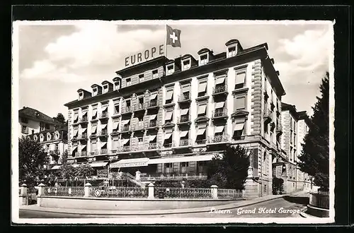 AK Luzern, Grand Hotel Europe in der Strassenansicht