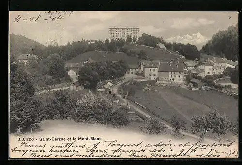 AK Saint-Cergue, Ortspartie mit Waldlandschaft und Mont-Blanc