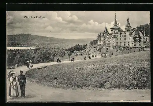 AK Zürich, Luxuriöses Hotel Dolder aus der Ferne