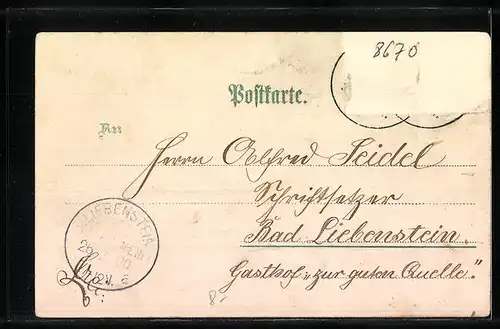 Lithographie Hof, Rathaus, Labyrinth und Thomashöhe