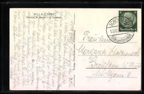 AK Schömberg, Blick auf die Villa Luise