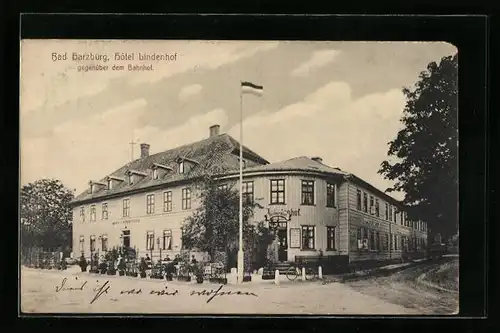 AK Bad Harzburg, Hotel Lindenhof mit Strasse und Terasse