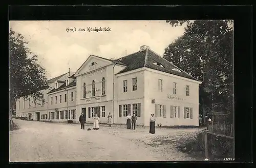 AK Königsbrück, Strassenpartie mit Gasthof Schützenhaus