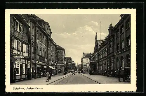 AK Paderborn, Partie in der Westernstrasse mit Hotel zur Post