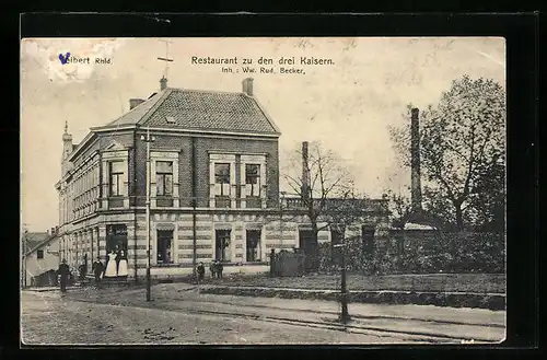 AK Velbert /Rhld., Restaurant zu den drei Kaisern von Witwe Rud. Becker, Bahnpoststempel