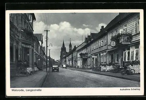 AK Walsrode, Langestrasse mit Hotel Hannover und Cafe Gohde