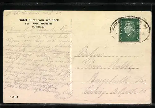 AK Corbach i. Waldeck, Hotel Fürst von Waldeck