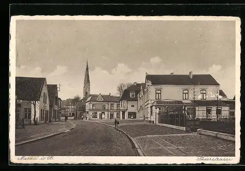 AK Marne i. H., Süderstrasse mit Geschäften