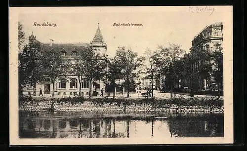 AK Rendsburg, Bahnhofstrasse, Uferpartie