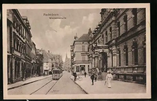 AK Paderborn, Westernstrasse, Strassenbahn