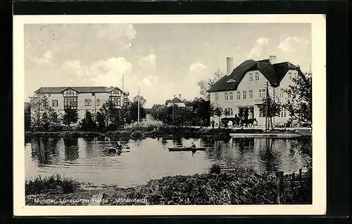 AK Munster /Lüneburger Heide, Ruderboote auf dem Mühlenteich