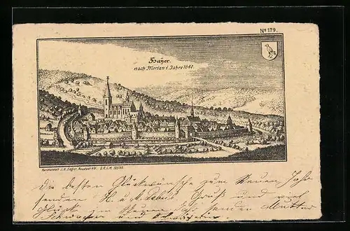 AK Haiger, Ortsansicht nach Merian im Jahr 1640