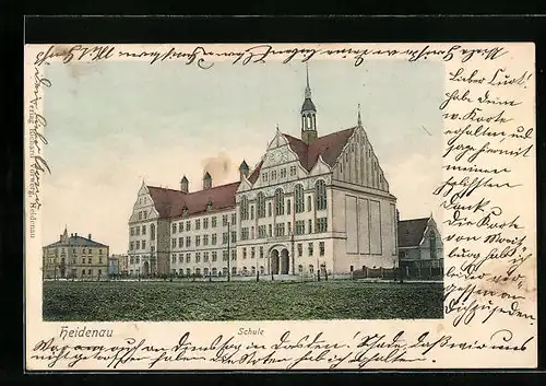 AK Heidenau, Schule mit Strassenpartie